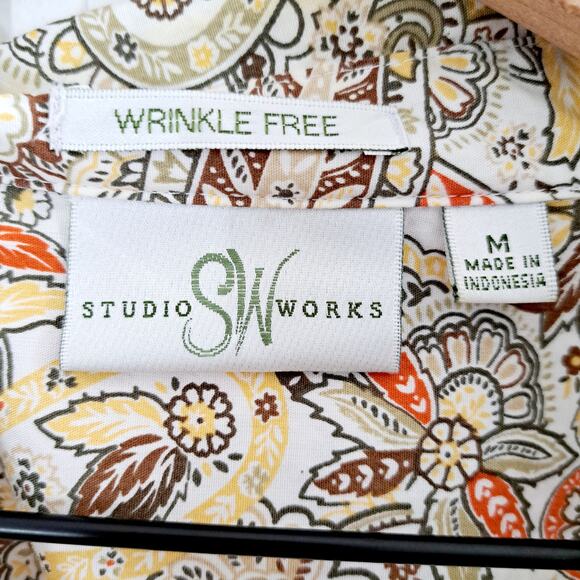 Studio Works Button Up Paisley Print Top - Picture 3 of 7